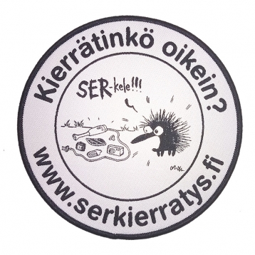 4104 Kudottu kangasmerkki kustomoituna (50 mm), min. 100 kpl
